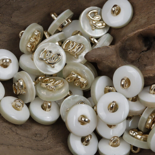 11.5mm Round Beige Decorative Resin Buttons with Metal Handle 20pcs - Image 4