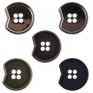 Minimalist Irregular Notched 4-Hole Metal Buttons 10pcs - Lots of Buttons