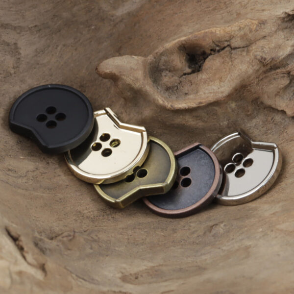 Minimalist Irregular Notched 4-Hole Metal Buttons 10pcs - Lots of Buttons