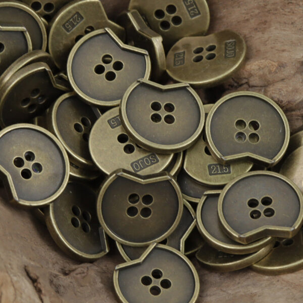 Minimalist Irregular Notched 4-Hole Metal Buttons 10pcs - Lots of Buttons