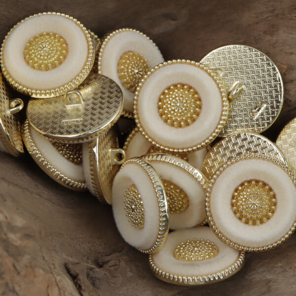 Round Snow Velvet White Gold Metal Buttons for Lady's Luxurious Coats 10pcs