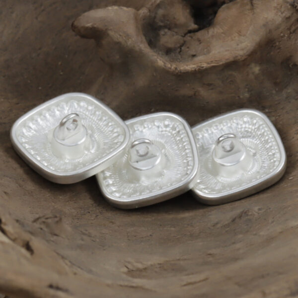 Square Silver Rose Metal Shank Buttons 10pcs - Image 3