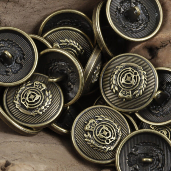 Vintage British School Style Wheat Shield Metal Buttons 10pcs - Image 5