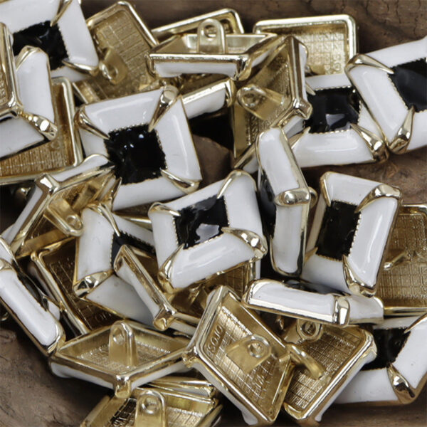Square Black Glued Metal Buttons for Fringed Thick Sweater Coats 10pcs - Image 3