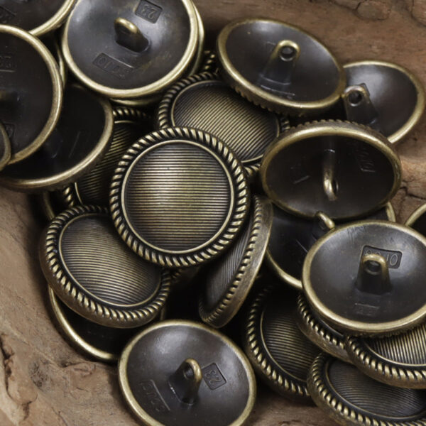 Vintage Striped Zinc Alloy Metal Buttons with Shank 10pcs - Lots of Buttons