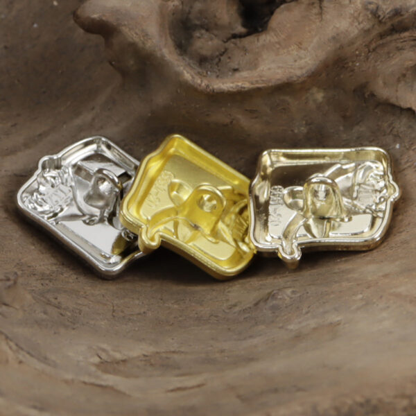 Square Black and Gold Rose Metal Shank Buttons 10pcs - Image 2