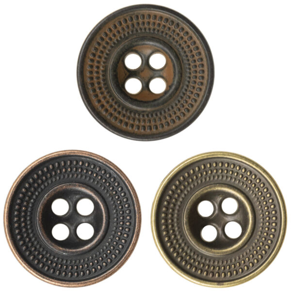 Granular Cap-Shaped Antique Tin Colored Metal Button for Retro Fashion 10pcs - Lots of Buttons