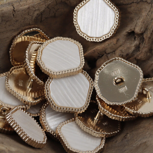 Irregular Marble-Like Texture Resin Metal Combined Shank Buttons 10pcs - Image 2