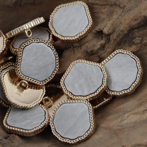Irregular Marble-Like Texture Resin Metal Combined Shank Buttons 10pcs - Image 3