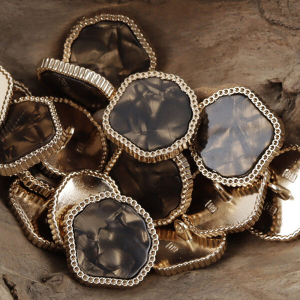 Irregular Marble-Like Texture Resin Metal Combined Shank Buttons 10pcs - Image 4
