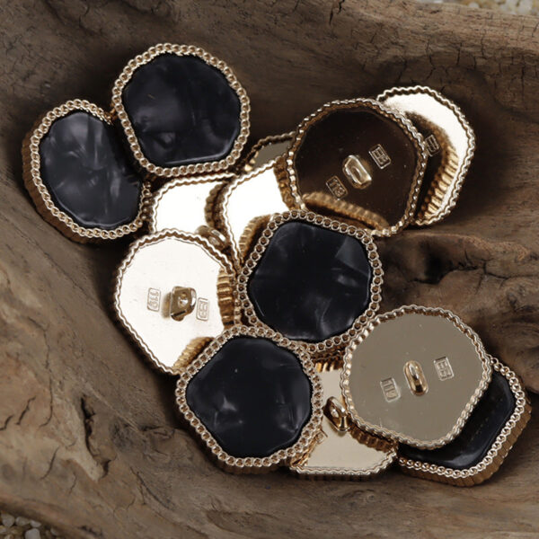 Irregular Marble-Like Texture Resin Metal Combined Shank Buttons 10pcs - Image 5