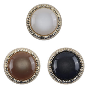 Round Resin and Metal Shank Uniform Buttons Rippled Edges 10pcs 