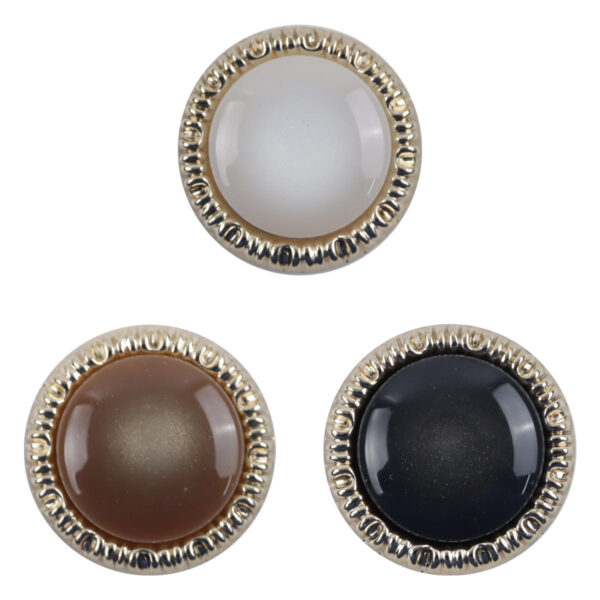 Round Resin and Metal Shank Uniform Buttons Rippled Edges 10pcs
