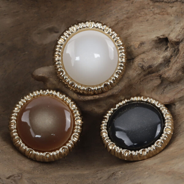 Round Resin and Metal Shank Uniform Buttons Rippled Edges 10pcs