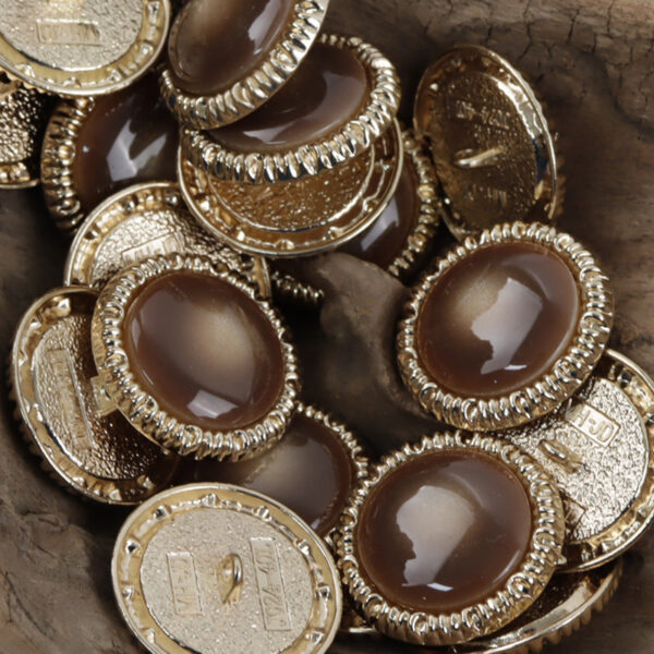 Round Resin and Metal Shank Uniform Buttons Rippled Edges 10pcs