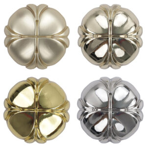 Four-Leaf Clover Misty Gold Metal Shank Buttons - 10pcs