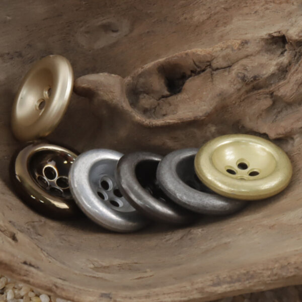 Vintage Double-Sided Aged Gold Silver 4-Hole Metal Buttons,10pcs - Lots of Buttons