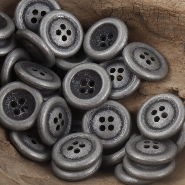 Vintage Double-Sided Aged Gold Silver 4-Hole Metal Buttons,10pcs - Lots of Buttons