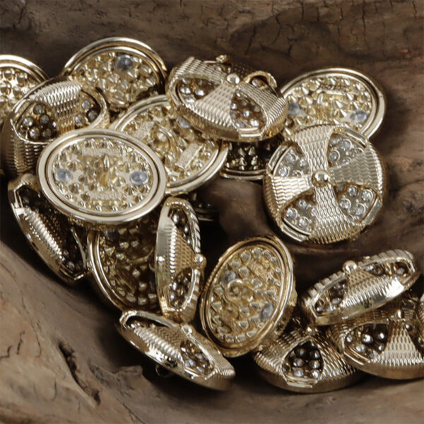 Palace-Style Diamond-Inlaid Hollow Windmill Metal Button 10pcs - Image 4