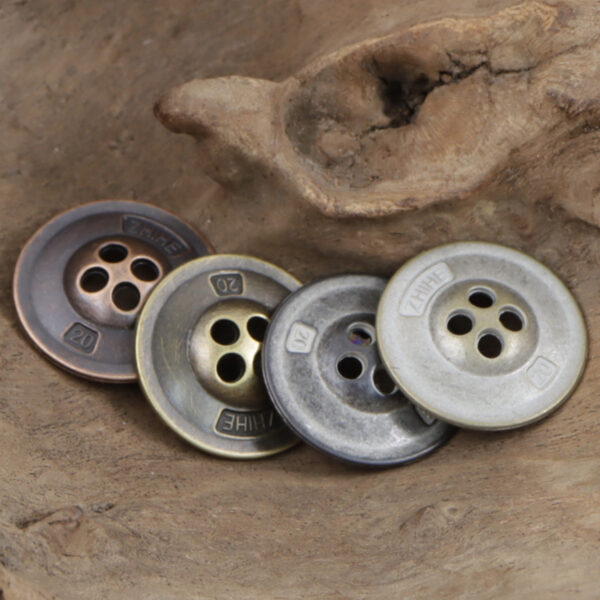 Granular Cap-Shaped Antique Tin Colored Metal Button for Retro Fashion 10pcs - Lots of Buttons