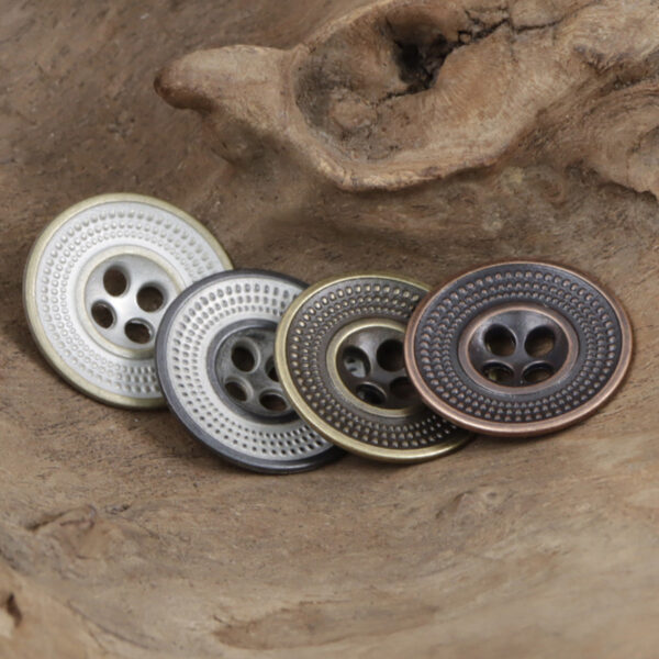 Granular Cap-Shaped Antique Tin Colored Metal Button for Retro Fashion 10pcs - Lots of Buttons