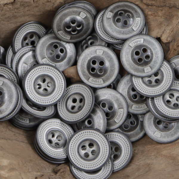 Granular Cap-Shaped Antique Tin Colored Metal Button for Retro Fashion 10pcs - Lots of Buttons