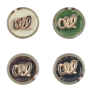 Two-Tone Retro Dark Green Resin-Metal Combination Buttons 10pcs