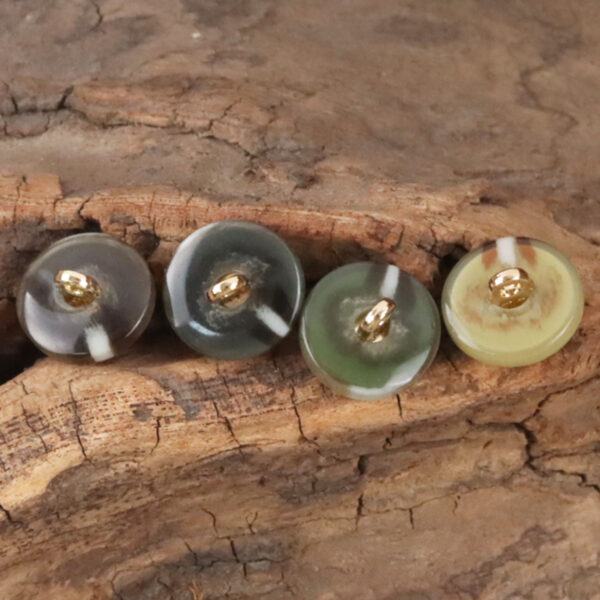 Two-Tone Retro Dark Green Resin-Metal Combination Buttons 10pcs - Image 2