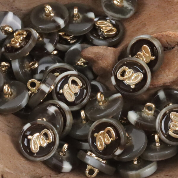 Two-Tone Retro Dark Green Resin-Metal Combination Buttons 10pcs - Image 5