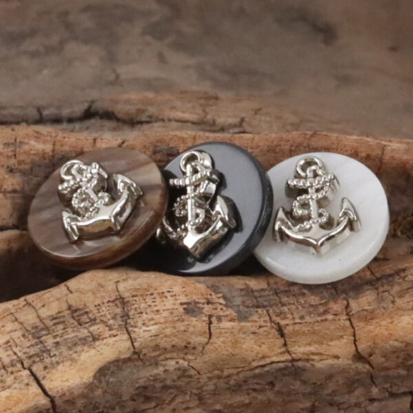 Metal Anchor Pattern Resin Buttons for Navy Striped Cardigans 10pcs - Image 3
