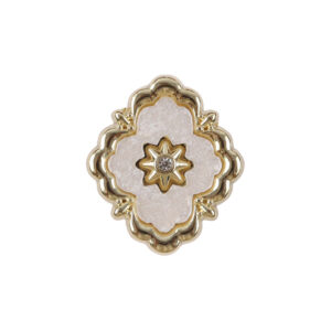 Irregular Quadrilateral Metal Buttons Golden Inlay and Diamonds 10PCS 