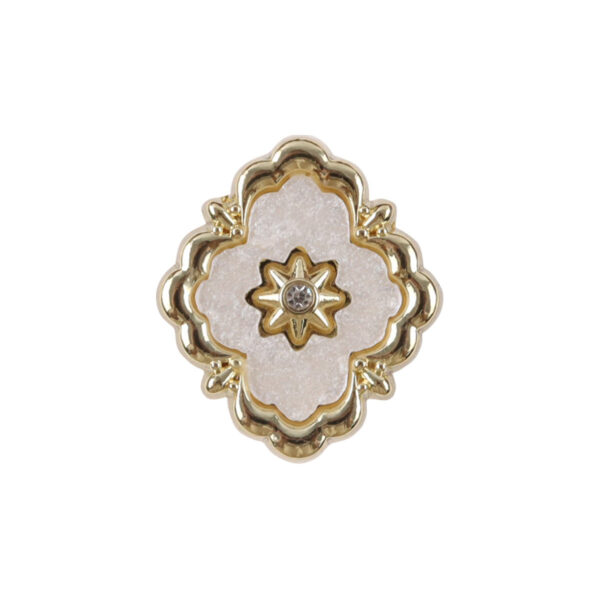 Irregular Quadrilateral Metal Buttons Golden Inlay and Diamonds 10PCS