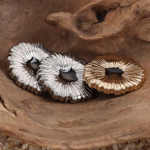 Black Oiled Gold Silver Snowflake Metal Buttons 10 Pack