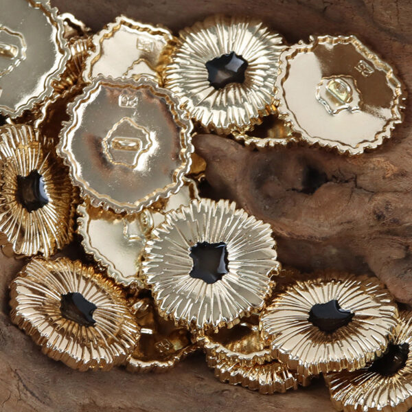 Black Oiled Gold Silver Snowflake Metal Buttons 10 Pack