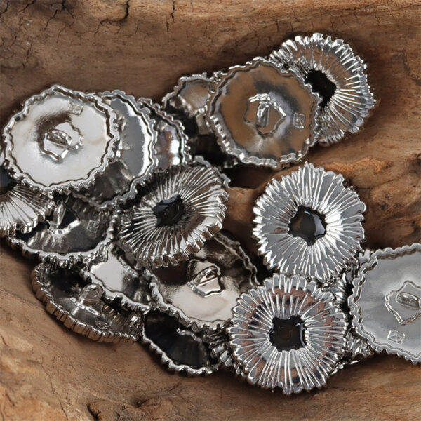 Black Oiled Gold Silver Snowflake Metal Buttons 10 Pack