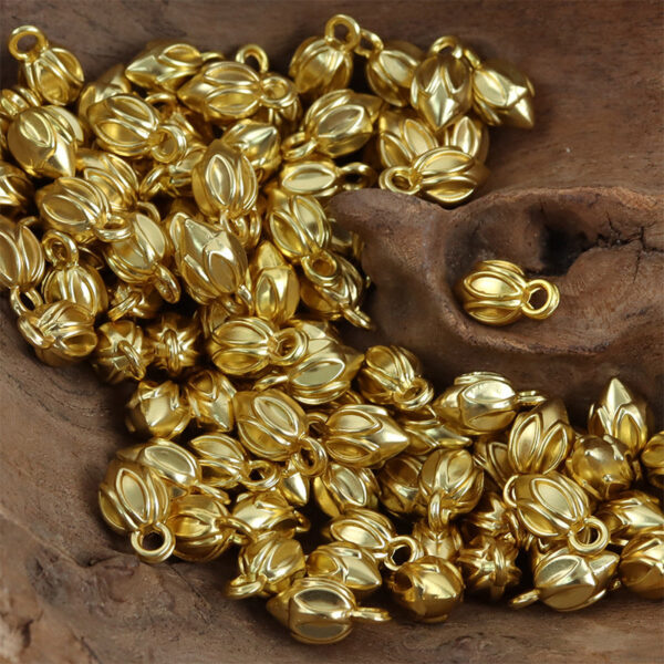 Golden Metal Lotus Pendant Buttons for Buddhist Style DIY Bracelets 10pcs - Image 4