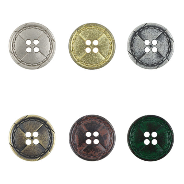 Vintage Distressed Metal Buttons with Divider Lines 10pcs
