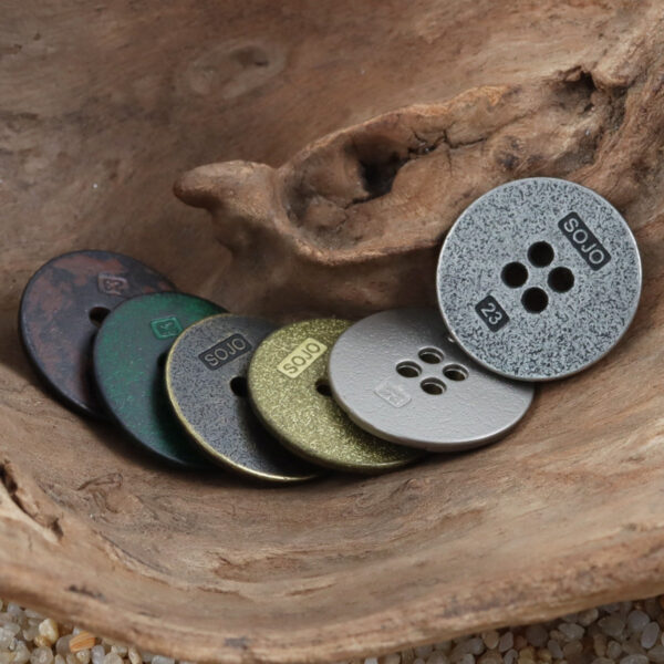 Vintage Distressed Metal Buttons with Divider Lines 10pcs