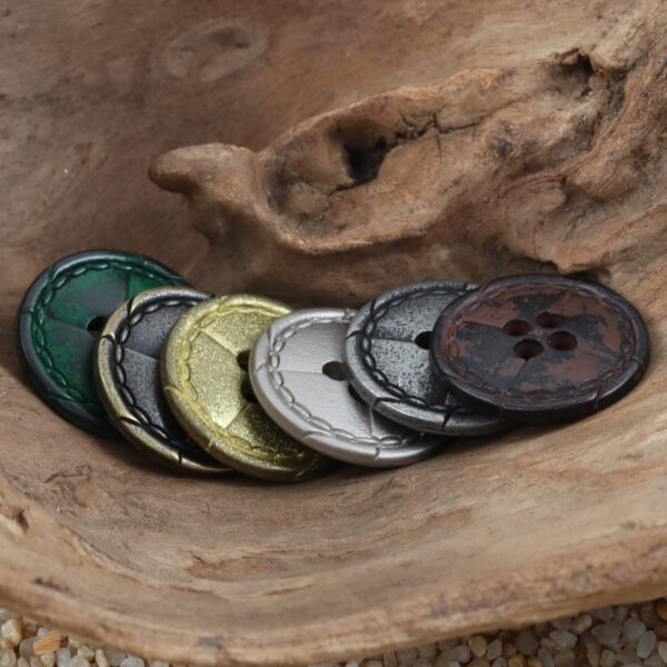 Vintage Distressed Metal Buttons with Divider Lines 10pcs