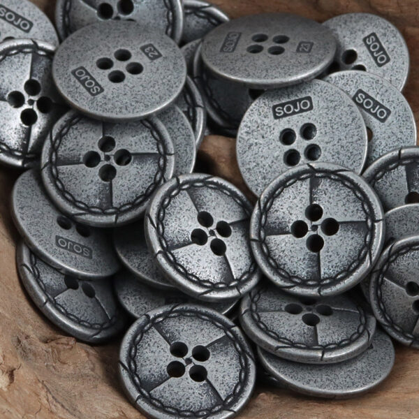 Vintage Distressed Metal Buttons with Divider Lines 10pcs