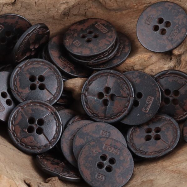 Vintage Distressed Metal Buttons with Divider Lines 10pcs