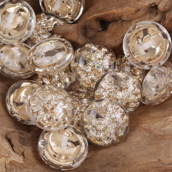 Crystal Flower Resin Metal Shank Buttons 10pcs