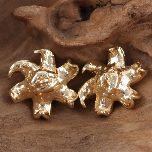 Glittering Golden 3D Flower Metal Buttons with Crystal Accents,10pcs