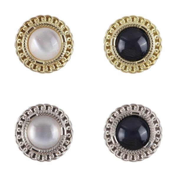 Golden Edged Inlaid Resin Gem Metal Buttons for Celebrity Style Dresses 10pcs