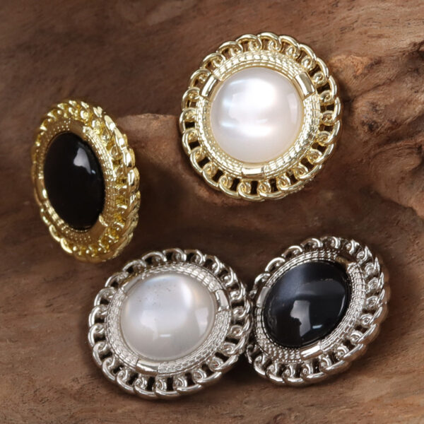 Golden Edged Inlaid Resin Gem Metal Buttons for Celebrity Style Dresses 10pcs - Image 3