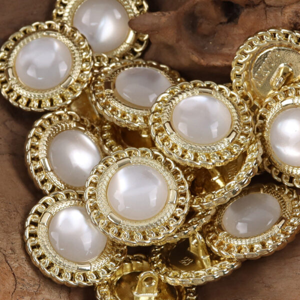 Golden Edged Inlaid Resin Gem Metal Buttons for Celebrity Style Dresses 10pcs - Image 5