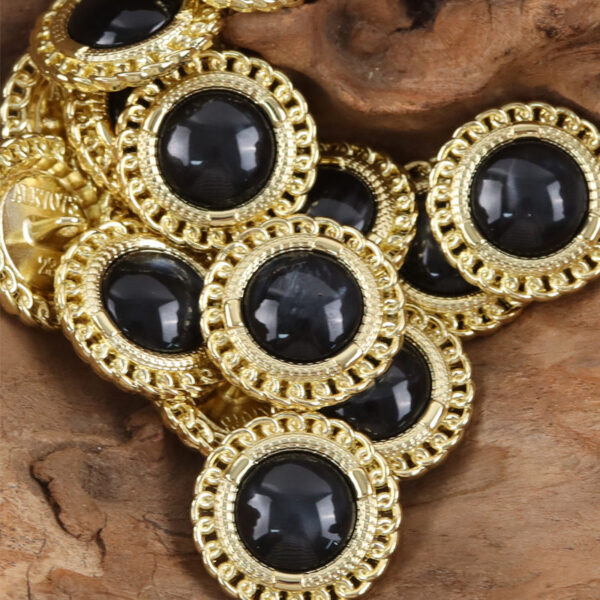 Golden Edged Inlaid Resin Gem Metal Buttons for Celebrity Style Dresses 10pcs - Image 7