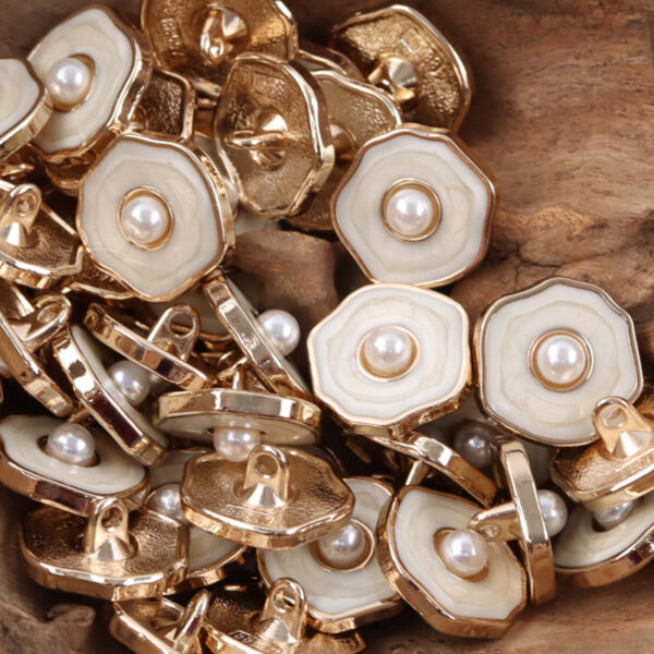 Polygonal Pearl Gold Silver Metal Buttons for Women's Woolen Suit 10pcs