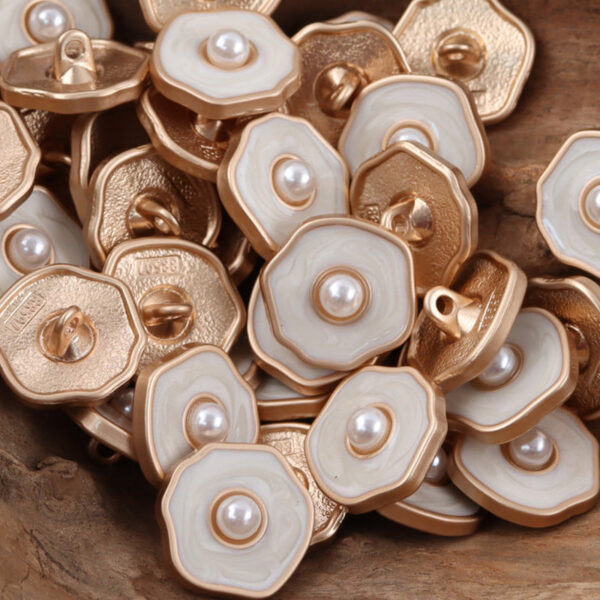 Polygonal Pearl Gold Silver Metal Buttons for Women's Woolen Suit 10pcs