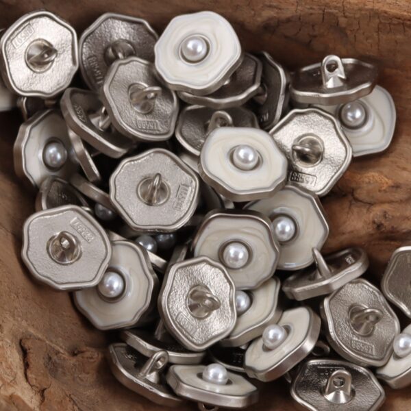 Polygonal Pearl Gold Silver Metal Buttons for Women's Woolen Suit 10pcs
